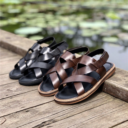 Sandalias Casuales de Cuero Genuino para Hombre - Comodidad de Verano