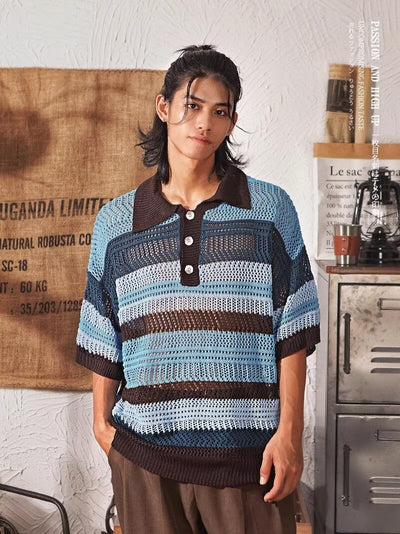 Playera Retro de Punto con Cuello Solapa y Detalles Calados - Image 16