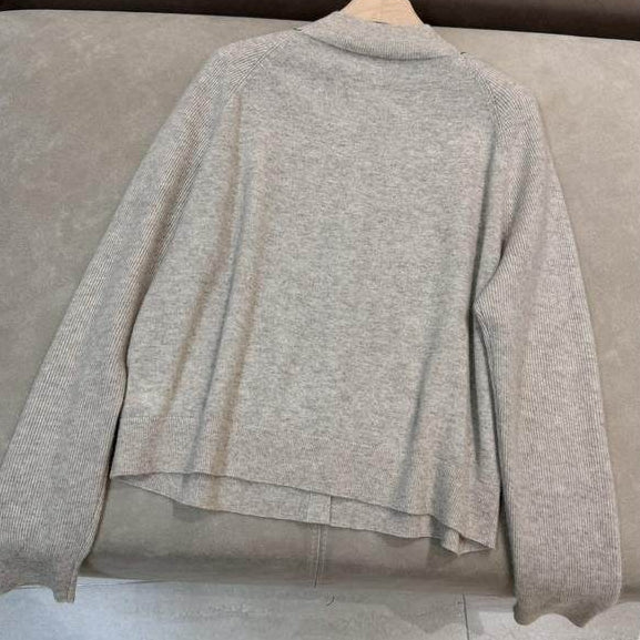 Cardigan de Lana Cuello Redondo Manga Larga Otoño-Invierno con Diseño Relajado y Estilizador