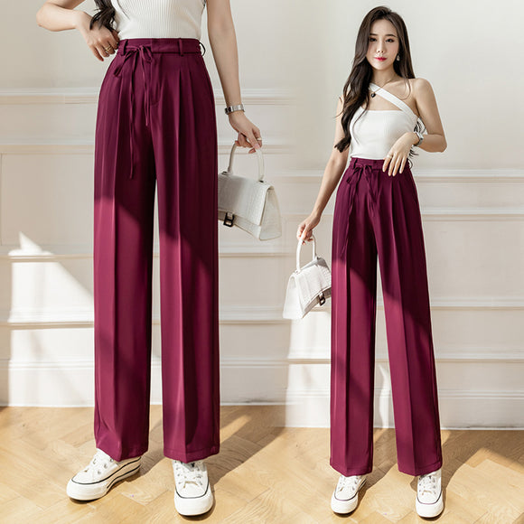 Pantalón Ancho de Cintura Alta con Drapeado Elegante