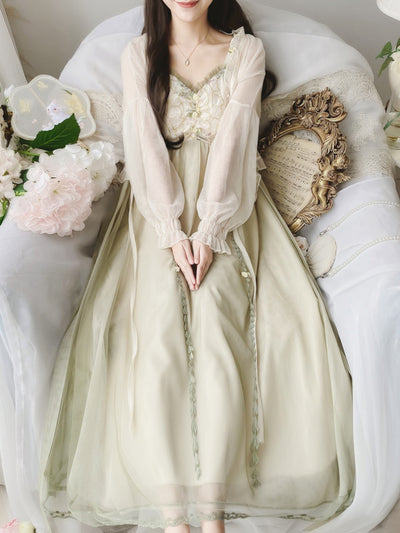 Vestido Elegante con Encaje de Hada y Patchwork de Malla - Image 7