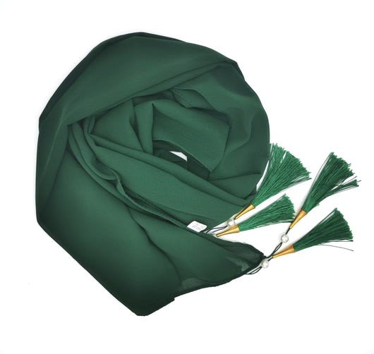 Hijab Elegante con Borlas en las Cuatro Esquinas - Image 9