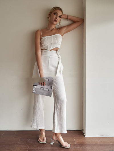 Pantalón Cropped Talle Alto sin Cinturón en Tela PU Efecto Cuero - Image 4