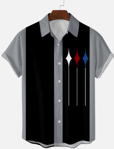 Playera Hombre Manga Corta Estampado 3D Rayas Creativas