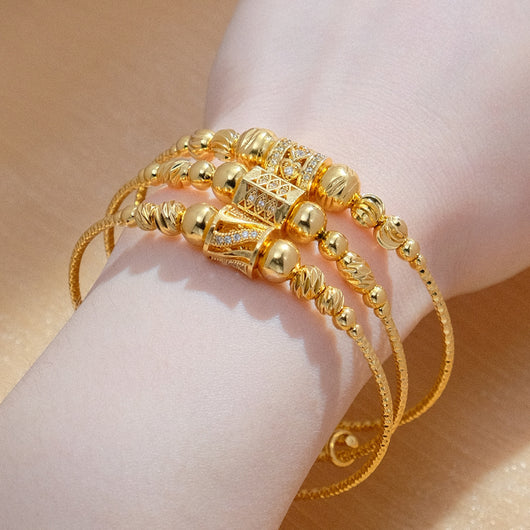 Pulsera Dorada de Esferas Africanas Árabe para Mujer - Image 3