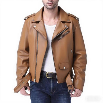 Chaqueta de Cuero PU Slim Fit para Hombre con Cierre de Cremallera - Image 13