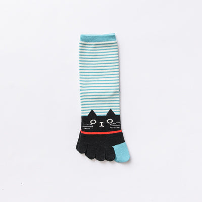 Calcetines de Algodón para Mujer con Diseño de Rayas y Gato - Otoño Invierno - Image 11
