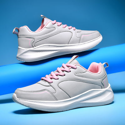 Tenis Casual Impermeables de Cuero con Suela Suave para Mujer