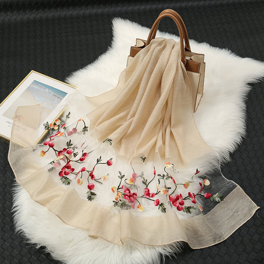 Pañuelo de Seda Bordado Elegante y Versátil para Mujer - Image 6