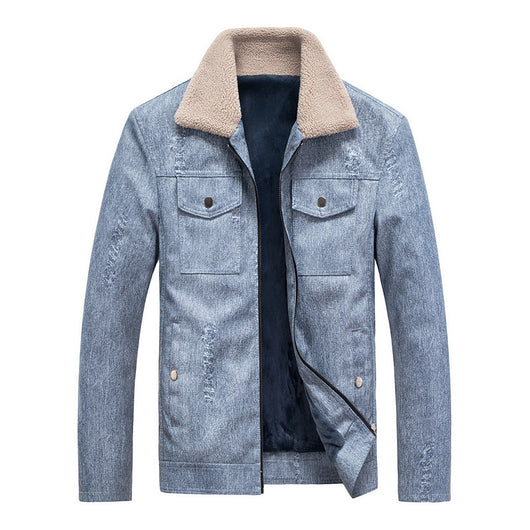 Chaqueta de Cuero para Hombre con Forro de Terciopelo Engrosado - Image 2