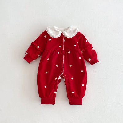 Pijama Enterizo Térmico para Bebé con Forro Polar Lunares Rojo - Image 21