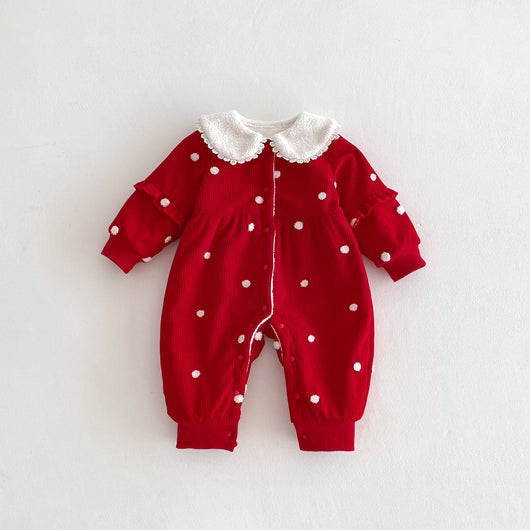 Pijama Enterizo Térmico para Bebé con Forro Polar Lunares Rojo - Image 21