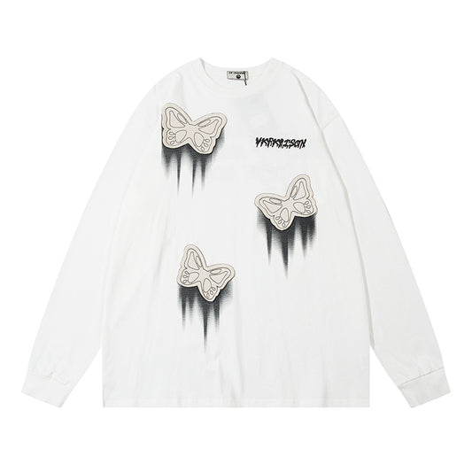 Camiseta de Algodón para Hombre con Parche Decorativo de Mariposa - Image 2