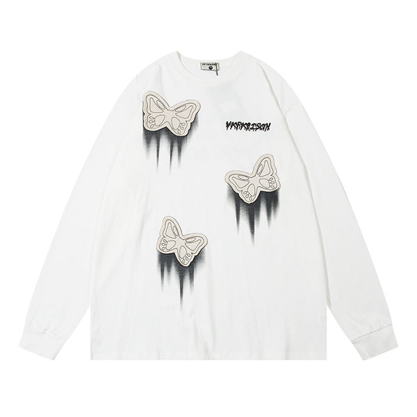 Camiseta de Algodón para Hombre con Parche Decorativo de Mariposa