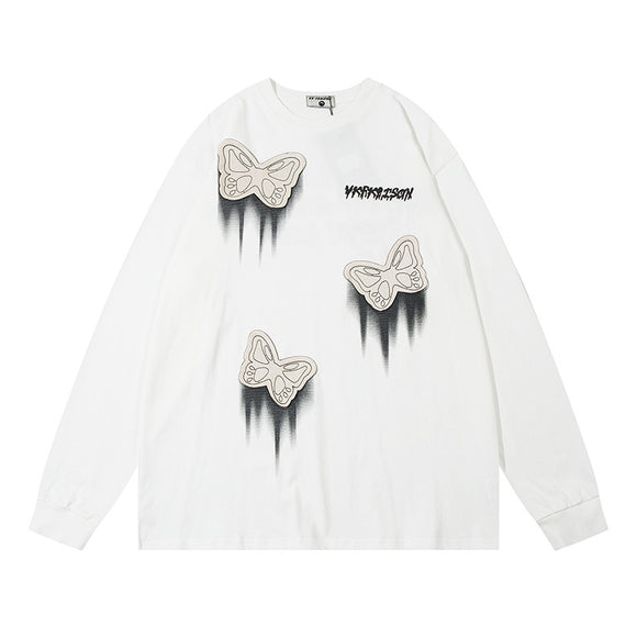 Camiseta de Algodón para Hombre con Parche Decorativo de Mariposa