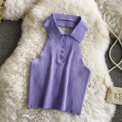 Camiseta Halter Cuello Polo Blanco Puro - Image 8