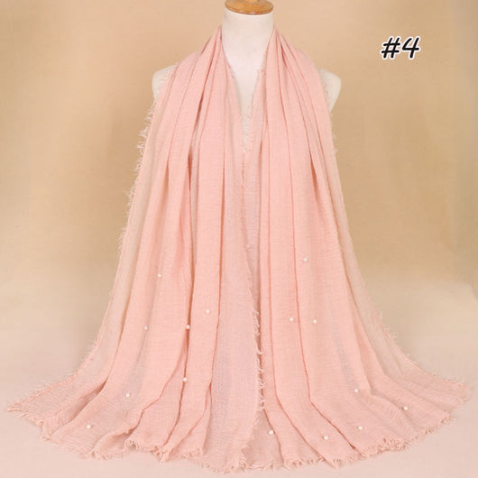 Bufanda de Algodón y Lino Arrugada Monocromática - Image 8