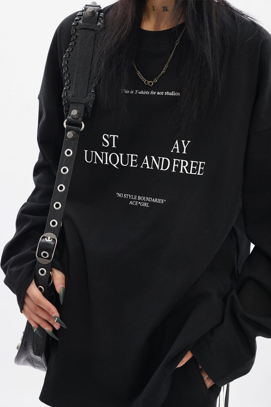 Camiseta Holgada de Algodón con Letras para Mujer - Image 8