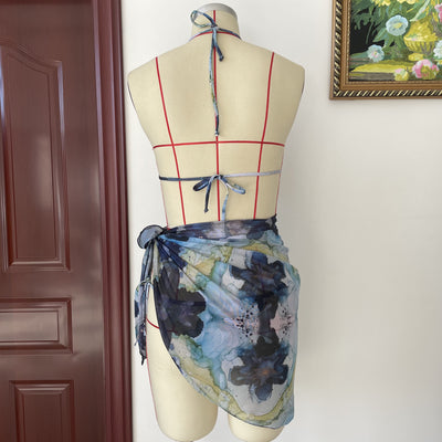 Bikini de Tres Piezas con Diseño Tie Dye y Malla - Image 10