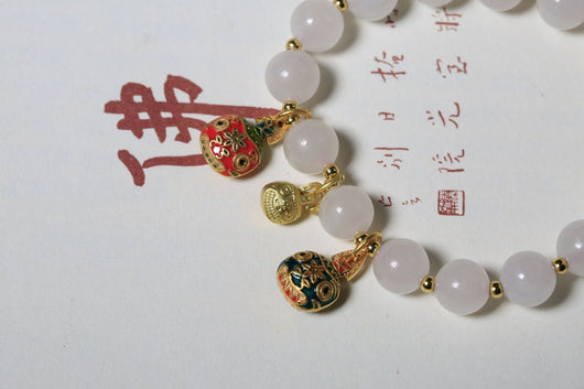 Pulsera de Jade Hetian con Perlas de Loto y Colgante Bestia Dorada - Image 8