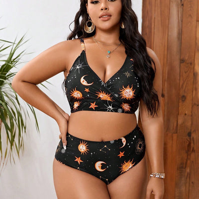 Traje de Baño Mujer Corte Asimétrico Estampado Talla Grande - Image 5