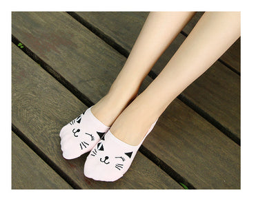 Calcetines Invisibles para Mujer Gato Lady Antideslizantes Algodón Verano - Image 17