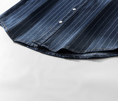 Camisa Denim a Rayas con Efecto Vintage Desgastado - Image 38