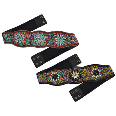 Cinturón Étnico Retro con Cuentas de Arroz Turquesa y Flores - Image 8