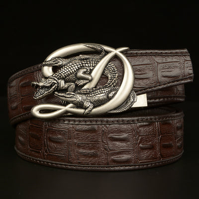 Cinturón de Cuero Genuino para Hombre con Hebilla Cocodrilo Automática - Image 22