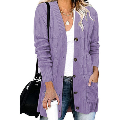 Abrigo Tejido Casual con Botones para Mujer - Otoño e Invierno - Image 14