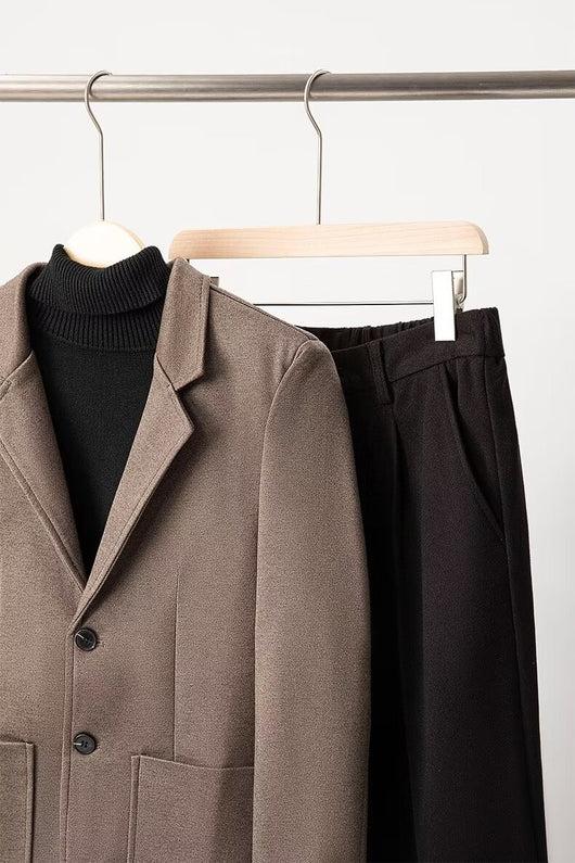 Blazer de Lana Suelta Gris Oscuro para Hombre - Elegancia Casual Profesional - Image 15