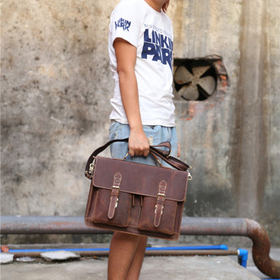 Bolso Messenger de Cuero Crazy Horse - Estilo Vintage Duradero - Image 5