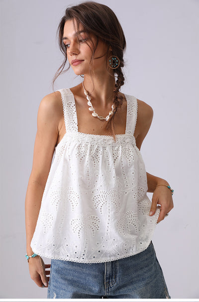 Blusa Camisola de Encaje Bordado Estilo Francés Suelta - Image 21