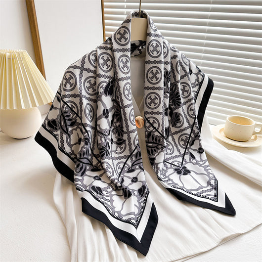 Chal Hijab Protector Solar con Bloques de Color Floral - Image 45