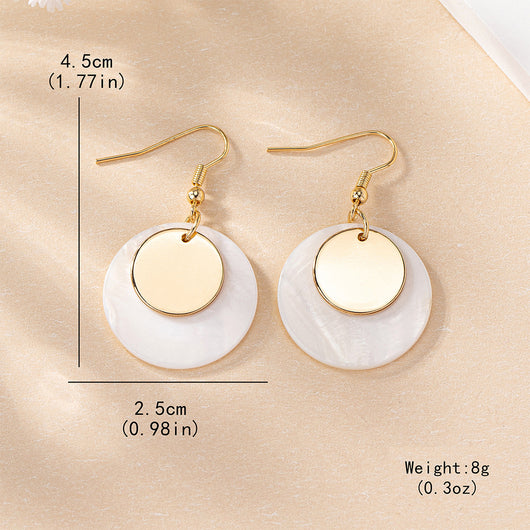 Aretes Disco de Concha Minimalista - Image 4