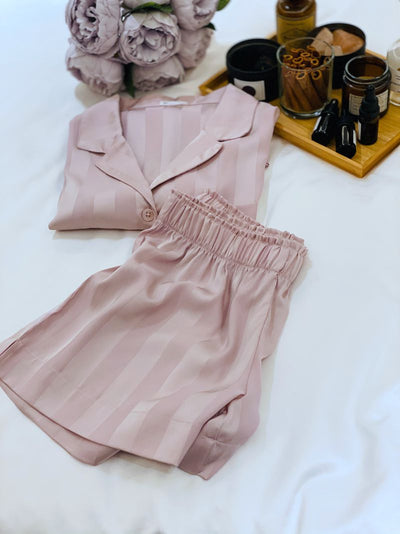 Pijama de Seda Helada con Rayas - Conjunto Corto para Dormir y Casa Mujer Verano - Image 2