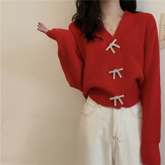 Cardigan Suelto de Punto con Cuello V - Estilo Relajado para Mujer - Image 7