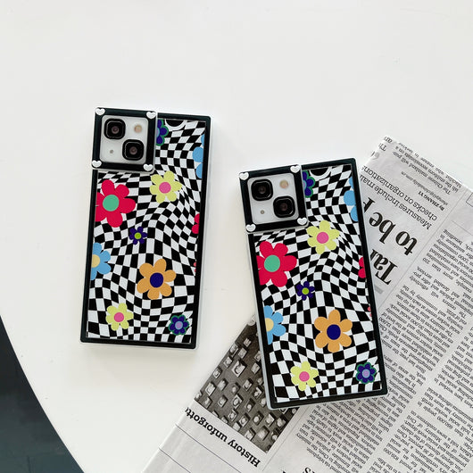 Funda para Teléfono con Patrón de Cuadros Irregulares y Flores - Image 12