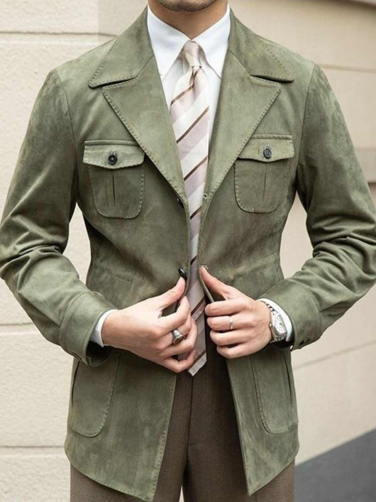 Abrigo Trench Casual Italiano de Bolsillos Múltiples para Hombre - Image 7