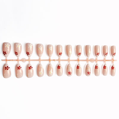 Parches de Uñas Nude Delicado - Diseño Floral Fingertip - Image 9