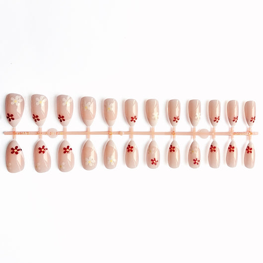 Parches de Uñas Nude Delicado - Diseño Floral Fingertip - Image 9