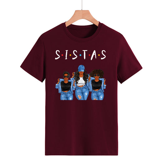 Playera Denim Sistas Three con Estampado Girly de Manga Corta - Image 4