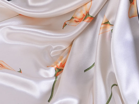 Pañuelo de Seda Estampado Flores - Velo Musulmán Elegante