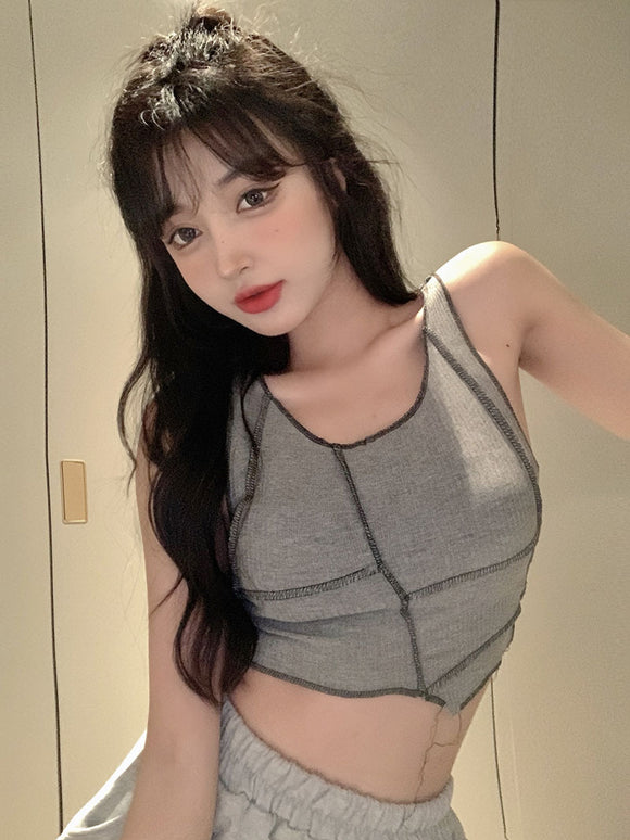 Camiseta Tejida con Costuras Irregulares - Prenda Interior Hot Girl