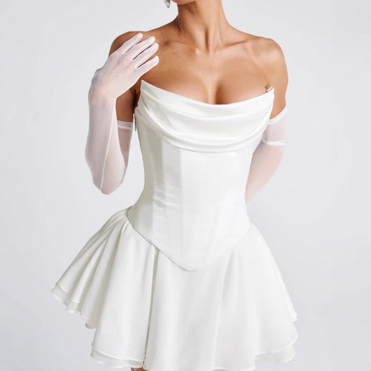 Vestido Tubo Francés de Color Sólido con Mangas