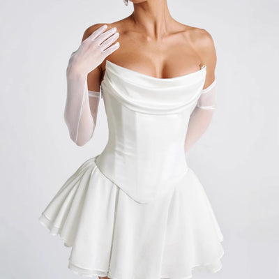 Vestido Tubo Francés de Color Sólido con Mangas