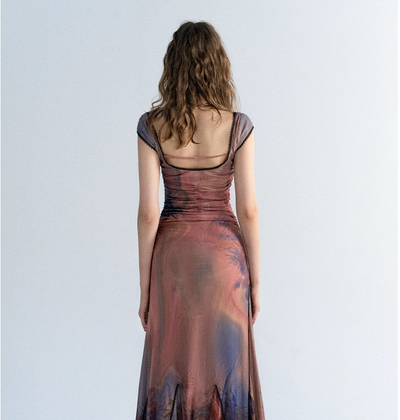 Vestido Estampado con Pintura al Óleo de Tonos Suavizados - Image 12