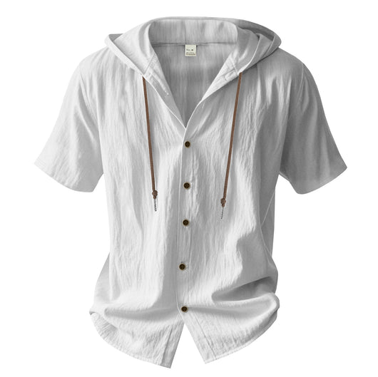 Camisa Suelta con Capucha y Manga Corta para Hombre - Image 15