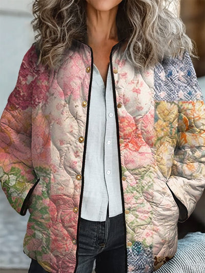 Chaqueta Acolchada de Algodón para Mujer con Estampado Floral Digital - Image 9