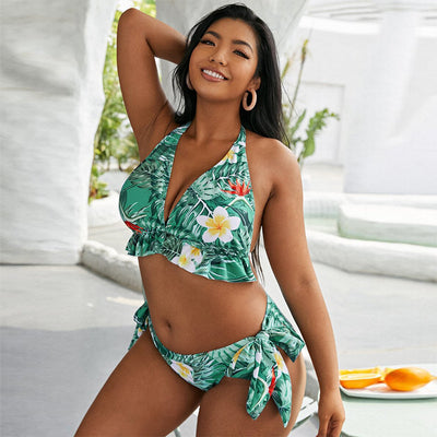Bikini Dividido con Encaje de Estampado Delicado para Mujer - Image 2